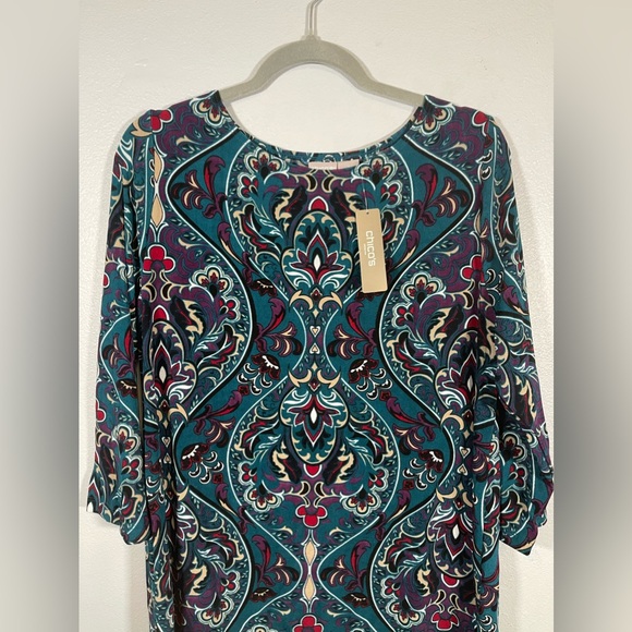NWT Chico’s Travelers Imperial Paisley Tunic 3/4 Sleeve Size 2 - Picture 2 of 7
